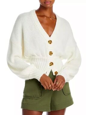 Farm Rio Ribbed Goldtone Buttoned Front Sweater Cardigan Size XS